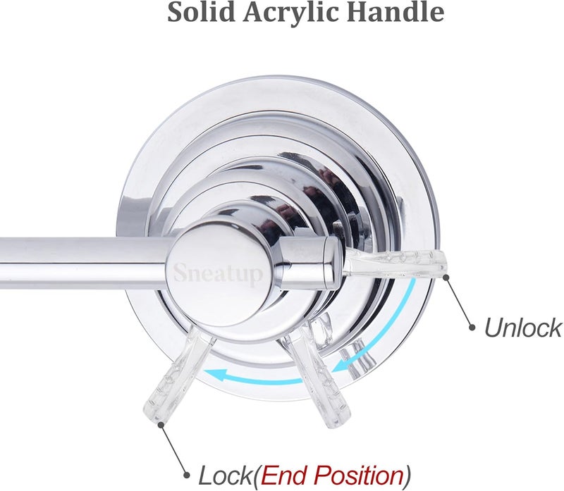 Sneatup Suction Cup Extendable 17-29" Stainless Steel Towel Bar (Chrome Plating) - Image 3